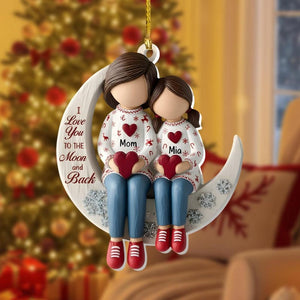 Mother Daughter Ornament, Acrylic Christmas Gift, Personalized Family Keepsake, 2D FLAT Ornament
