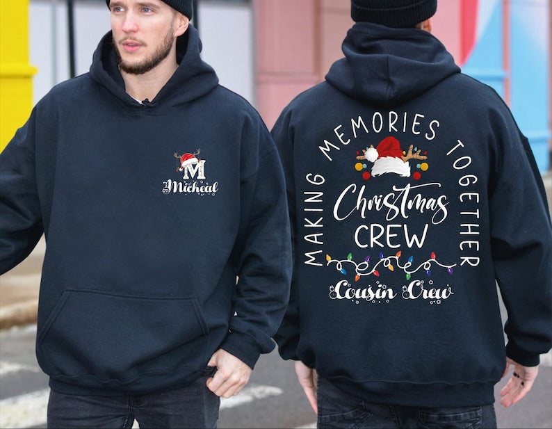 Custom Family Christmas Sweatshirt: Two-Sides Family Name Christmas Crewneck, Christmas Crew Sweatshirt, Family Trip Matching Shirt