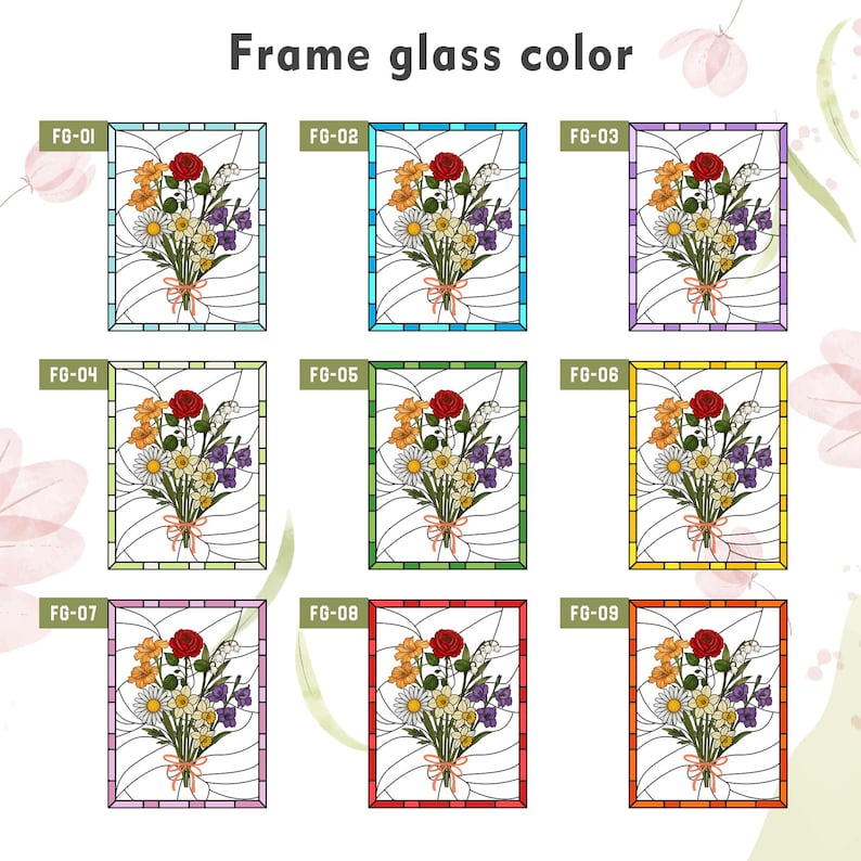 Custom Family Birth Flower Stained Glass Suncatcher | Personalized Birth Month Window Hanging Gift for Mom Grandma | Handmade Floral Decor