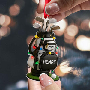 Personalized Golf Bag Ornament 2025 Custom Name Christmas Gift for Golfer Golf Lover Tree Decoration