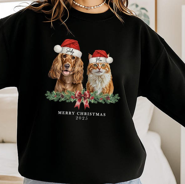 Custom Pet Christmas Sweater Using Pet Photo + Name Custom Dog Portrait Sweater Personalized Dog Pullover Dog Xmas Custom Cat Sweatshirt Dog