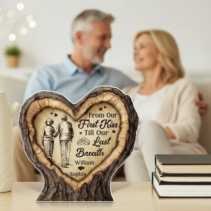 Personalized Heart Acrylic Plaque Rustic Anniversary Gift