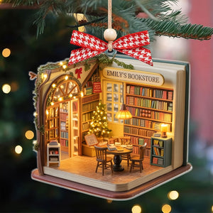 Book Lovers Ornament, Personalized Bookstore Ornament, Custom Name Book Ornament, Librarian Gift, Book Club Christmas Decor