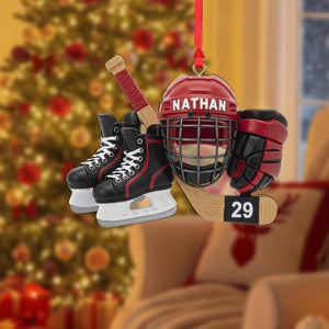 Custom Hockey Gear Ornament Personalized Christmas Tree Decoration, Gift for Players