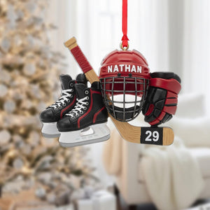 Custom Hockey Gear Ornament Personalized Christmas Tree Decoration, Gift for Players