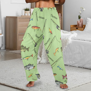 Personalized Fishing Pajama Pants: Custom Name Angler Gift