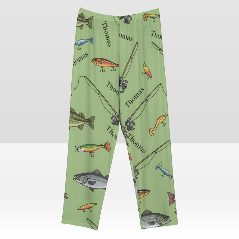Personalized Fishing Pajama Pants: Custom Name Angler Gift