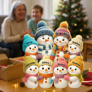 Personalized Snowman Family LED Light Box, Grandma Grandpa & Grandkids Christmas 2025 Cozy Home Decoration, Christmas Gifts for Grandparents