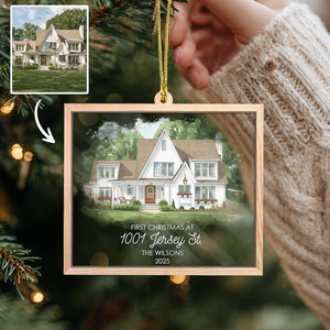 Personalized 2 Layer House Portrait Ornament: New Home Christmas Gift Keepsake