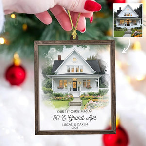 Personalized 2 Layer House Portrait Ornament: New Home Christmas Gift Keepsake