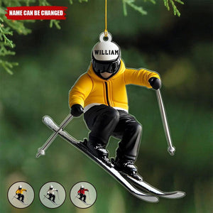 Personalized Skiing Shaped Ornament, Gift For Skiing Lovers, Gift For Skier, Winter Ski Decor, Skier Keepsake, Christmas Ski Ornament