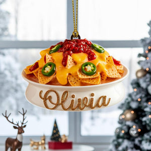 Custom Nachos Christmas Ornament, Tree Hanging Decor, Flat 2D Acrylic, Personalized Food Lover Gift for Her Holiday Keepsake 2025
