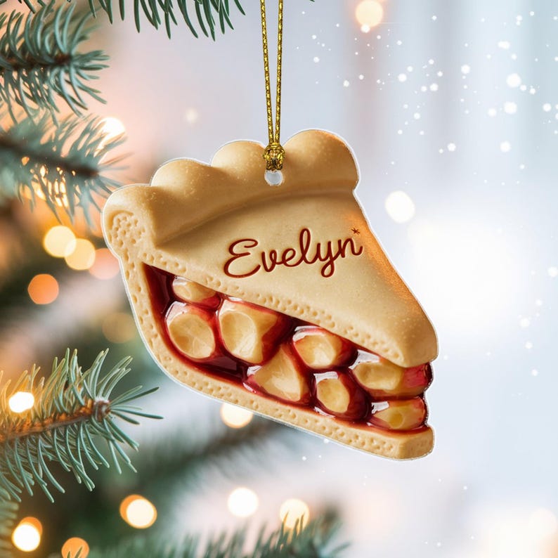 Custom Apple Pie Christmas Ornament, Tree Hanging Decor, Flat 2D Acrylic, Personalized Food Lover Gift for Her Holiday Keepsake 2025