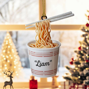 Custom Ramen Noodles Christmas Ornament, Tree Hanging Decor, Flat 2D Acrylic, Personalized Food Lover Gift for Him Holiday Keepsake 2025