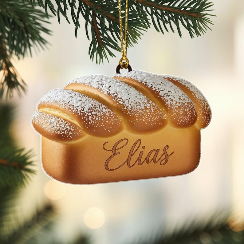 Custom Bread Loaf Christmas Ornament, Tree Hanging Decor, Flat 2D Acrylic, Personalized Food Lover Gift for Him Holiday Keepsake 2025