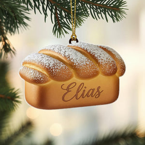 Custom Bread Loaf Christmas Ornament, Tree Hanging Decor, Flat 2D Acrylic, Personalized Food Lover Gift for Him Holiday Keepsake 2025
