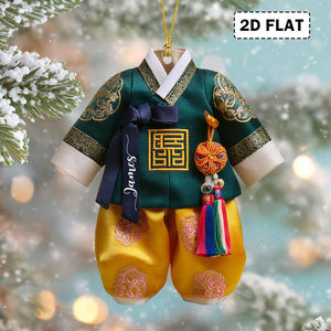 2D Flat Personalized Korean Hanbok Dress Christmas Acrylic Ornament, Traditional Asian Cultural Decor, Holiday Gift, Korean Lover Gift