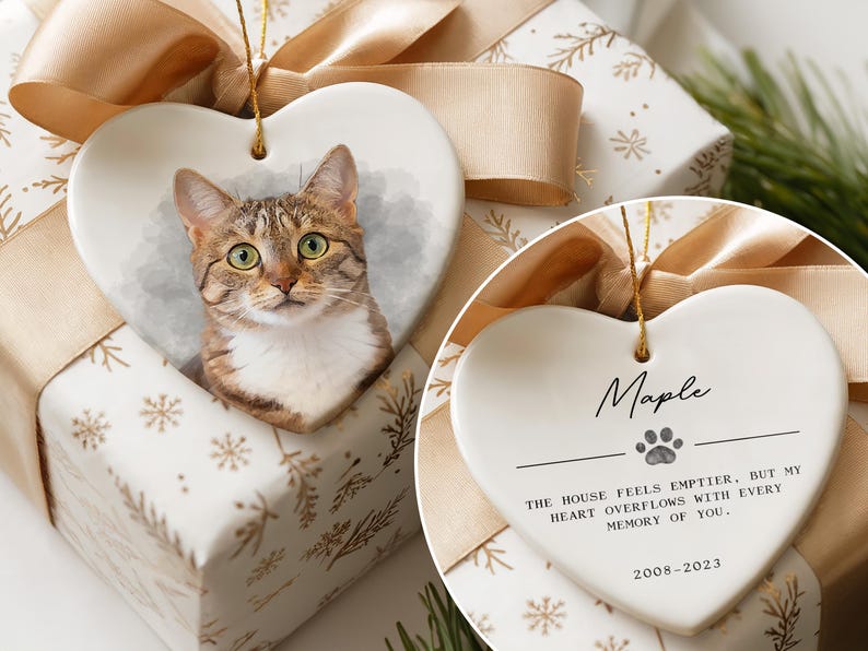 Custom Pet Memorial Ornament, Personalized Pet Portrait Keepsake, Pet Loss Gift, In Loving Memory Christmas Ornament, Pet Ornament