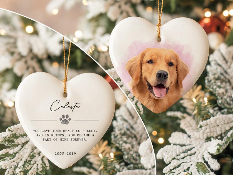 Custom Pet Memorial Ornament, Personalized Pet Portrait Keepsake, Pet Loss Gift, In Loving Memory Christmas Ornament, Pet Ornament