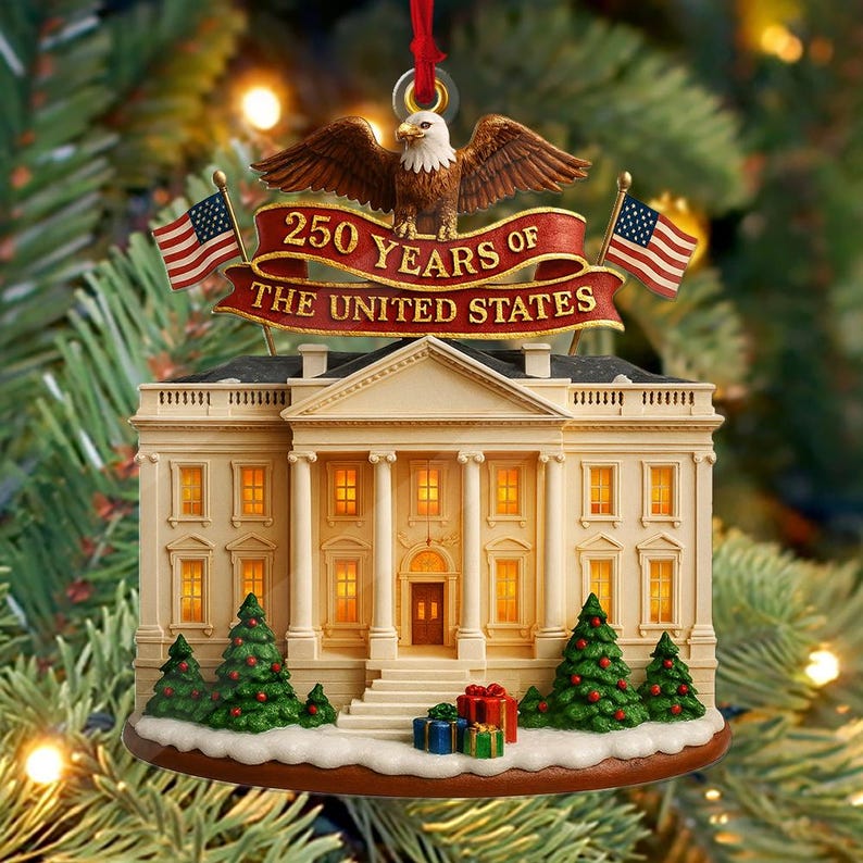 250 Years of America Ornament 2026, Liberty Bell Acrylic Patriotic Flat Ornament, USA 250th Anniversary Christmas Tree Decoration