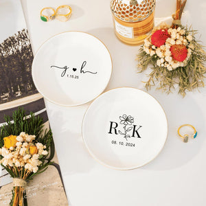 Personalized Engagement Ring Dish,Initials Date Jewelry Dish,Wedding Gifts For Couple,Anniversary Gift,Bridal Shower Gifts,Valentine's Day