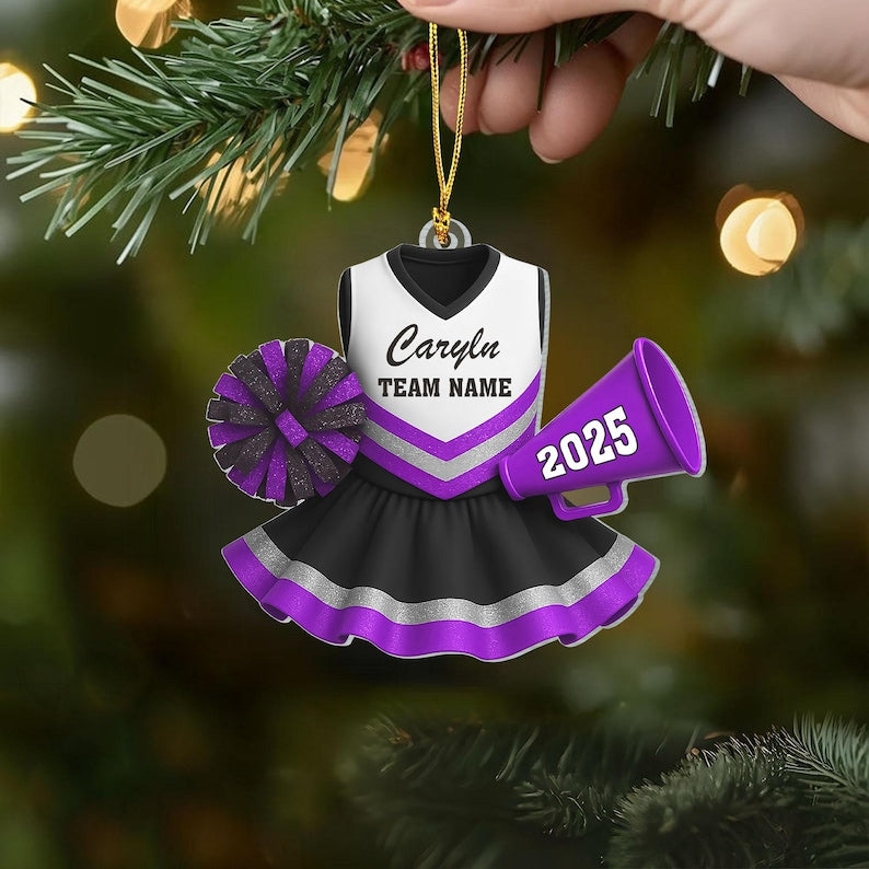 Personalized Cheerleader 2D Flat Ornament, Cheerleading Christmas Ornament, Cheerleader Team Ornament, Cheer Coach Gift, Cheerleader Gift
