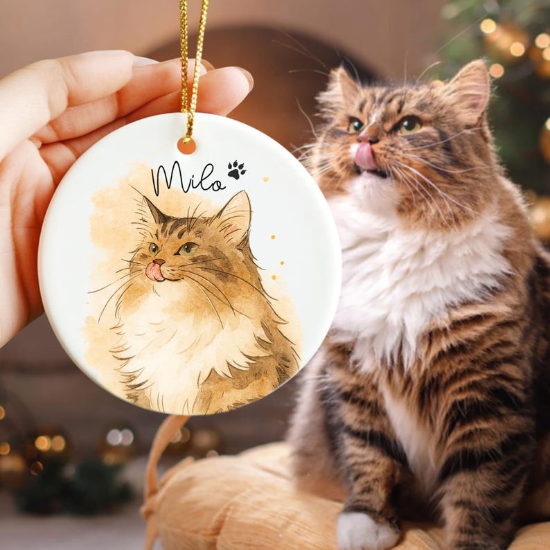 Personalized Watercolor Photo Pet Ornament, Custom Watercolor Pet Portrait, Dog Lover Gift, Cat Lover Gift, Personalized Dog Ornament 2025