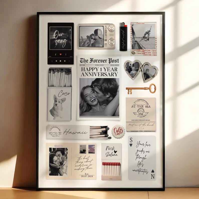 Custom Matchbox Art Template DIY Canva Matchbook Poster First Anniversary Gift for Boyfriend or Girlfriend Custom Birthday Wall Art Print
