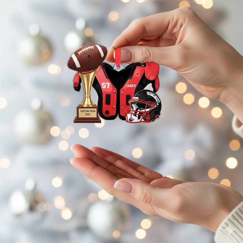 Personalized Football Ornament Custom Team Trophy Christmas Decoration