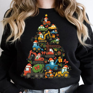 Construction Truck Christmas Shirt, Christmas Tree Cars Shirt, Boys Xmas Shirt, Cute Kids Truck Shirt, Holiday Gift For Boys