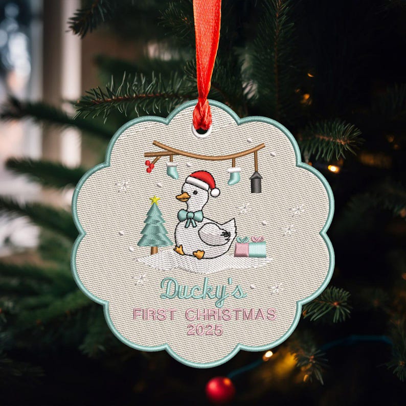 Personalized Baby's First Christmas Embroidered Ornament, Custom Baby Name Ornament, Baby Shower Gift, Gift for New Baby, 1st Christmas