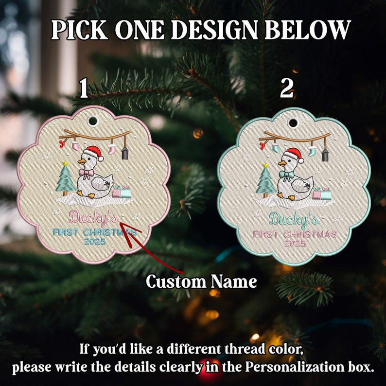 Personalized Baby's First Christmas Embroidered Ornament, Custom Baby Name Ornament, Baby Shower Gift, Gift for New Baby, 1st Christmas
