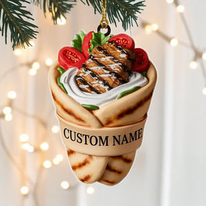 Custom Chicken Wrap Christmas Ornament, Tree Hanging Decor, Flat 2D Acrylic, Personalized Foodie Gift for Him Holiday Keepsake 2025
