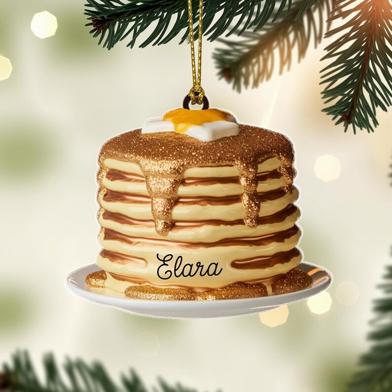 Custom Pancake Stack Christmas Ornament, Tree Hanging Decor, Flat 2D Acrylic, Personalized Foodie Gift for Him Holiday Keepsake 2025