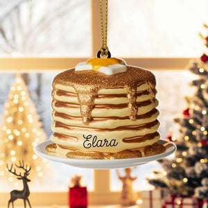 Custom Pancake Stack Christmas Ornament, Tree Hanging Decor, Flat 2D Acrylic, Personalized Foodie Gift for Him Holiday Keepsake 2025
