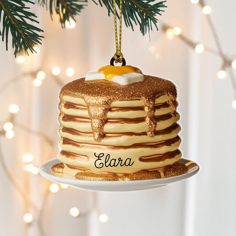 Custom Pancake Stack Christmas Ornament, Tree Hanging Decor, Flat 2D Acrylic, Personalized Foodie Gift for Him Holiday Keepsake 2025