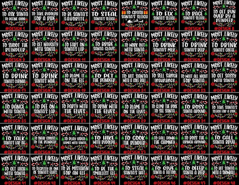 480 Quotes Most Likely to Christmas Shirt, Family Matching Christmas T-Shirts, Christmas Shirt, Funny Christmas Shirt, Family Pajamas