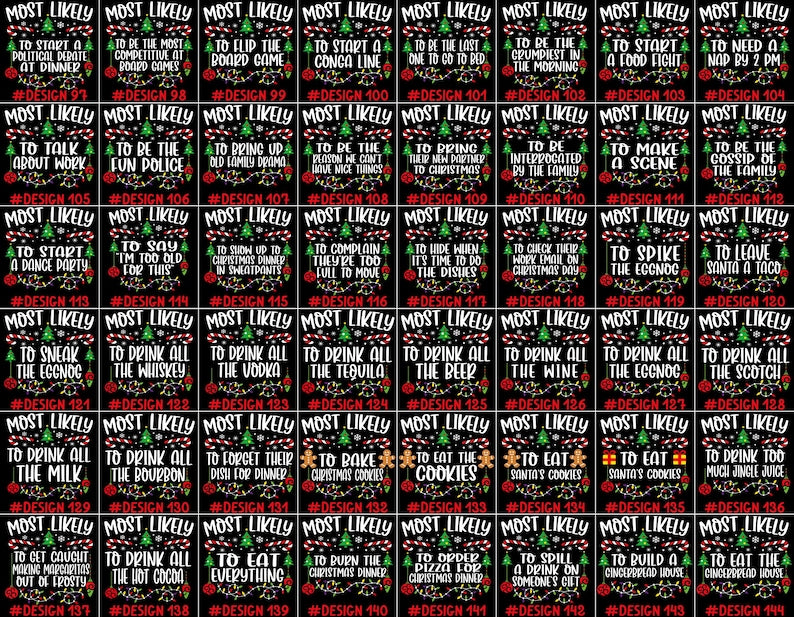 480 Quotes Most Likely to Christmas Shirt, Family Matching Christmas T-Shirts, Christmas Shirt, Funny Christmas Shirt, Family Pajamas