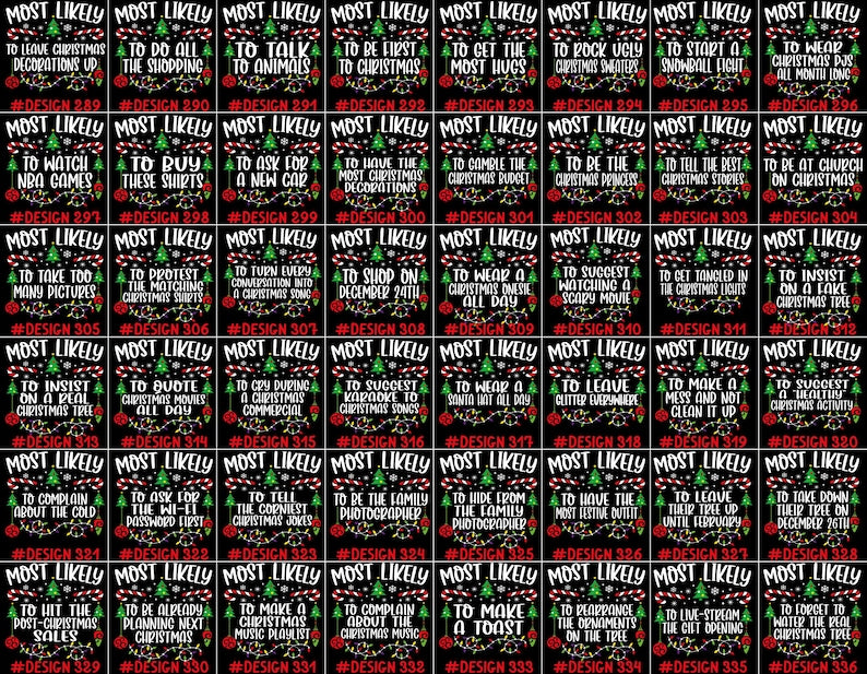 480 Quotes Most Likely to Christmas Shirt, Family Matching Christmas T-Shirts, Christmas Shirt, Funny Christmas Shirt, Family Pajamas