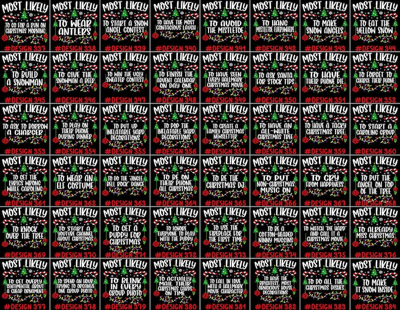 480 Quotes Most Likely to Christmas Shirt, Family Matching Christmas T-Shirts, Christmas Shirt, Funny Christmas Shirt, Family Pajamas