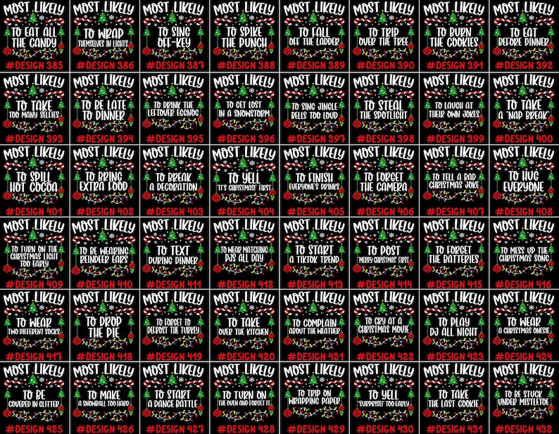 480 Quotes Most Likely to Christmas Shirt, Family Matching Christmas T-Shirts, Christmas Shirt, Funny Christmas Shirt, Family Pajamas