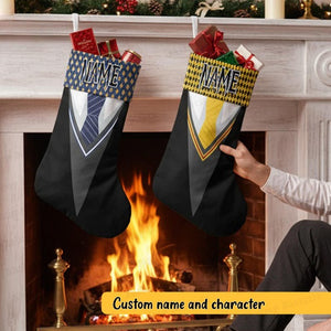 Personalized 4 Magic Houses Xmas Stocking, Custom Name Wizard Shirt School Christmas Stockings, Custom Name Family Decor Gifts 2025