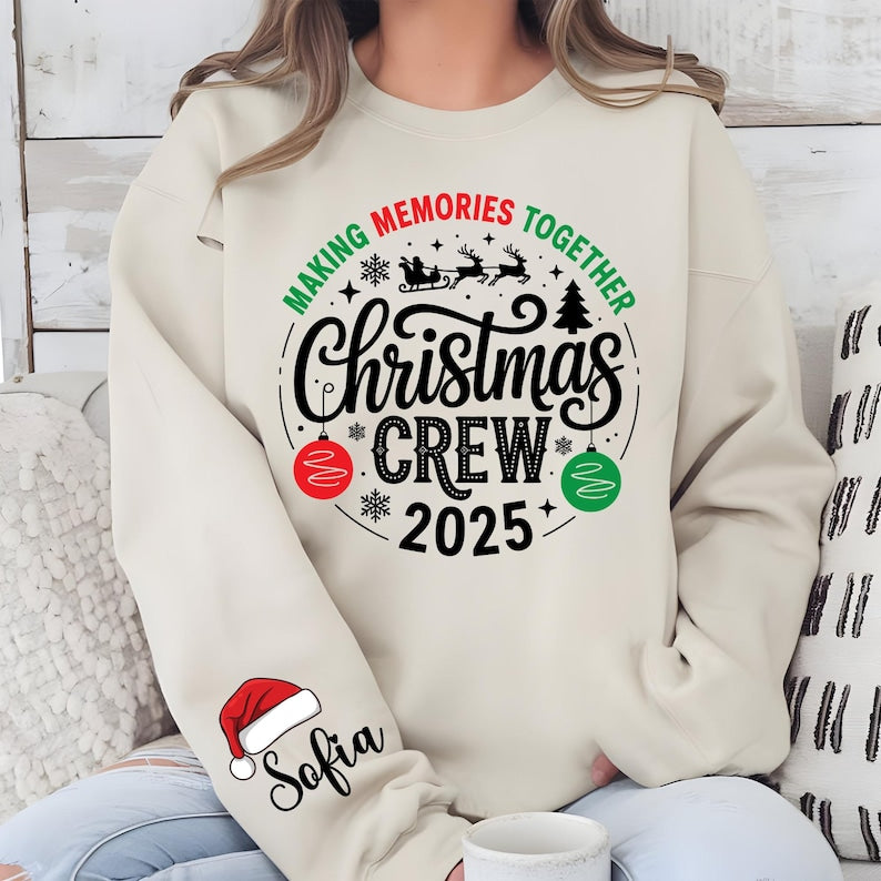 Custom Christmas Crew Sweatshirt- Matching Family Holiday Shirt, Xmas Pajamas Top, Toddler Sweater