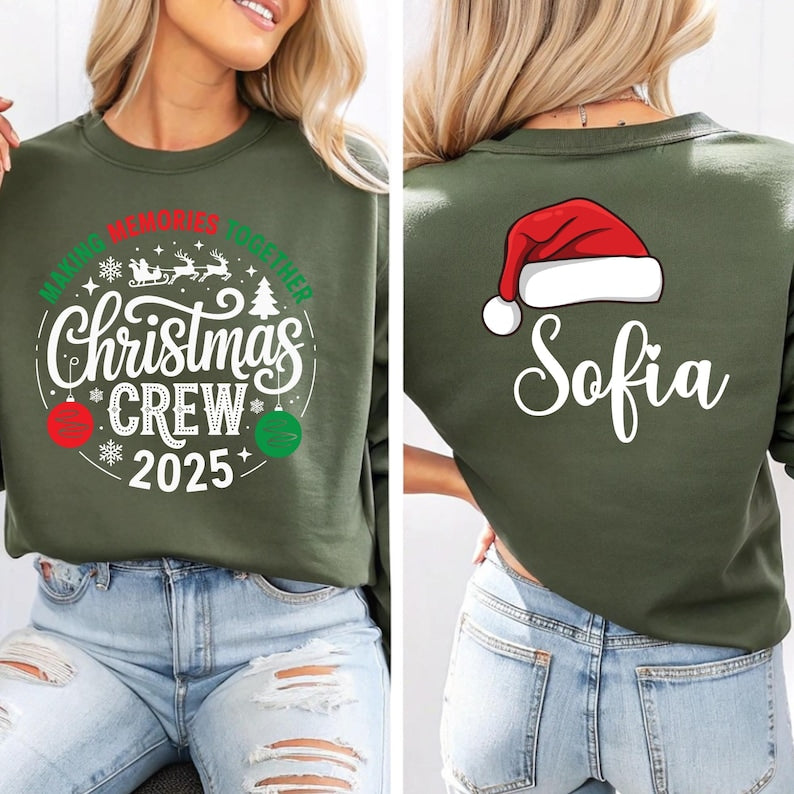 Custom Christmas Crew Sweatshirt- Matching Family Holiday Shirt, Xmas Pajamas Top, Toddler Sweater