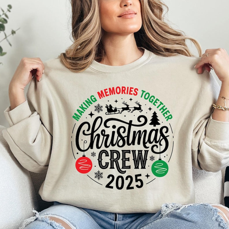 Custom Christmas Crew Sweatshirt- Matching Family Holiday Shirt, Xmas Pajamas Top, Toddler Sweater
