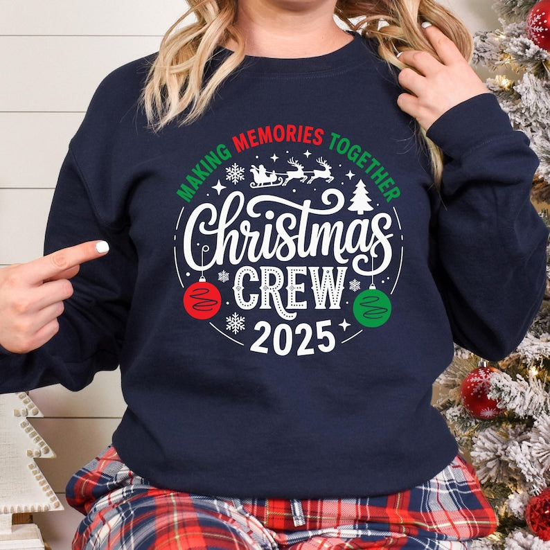 Custom Christmas Crew Sweatshirt- Matching Family Holiday Shirt, Xmas Pajamas Top, Toddler Sweater