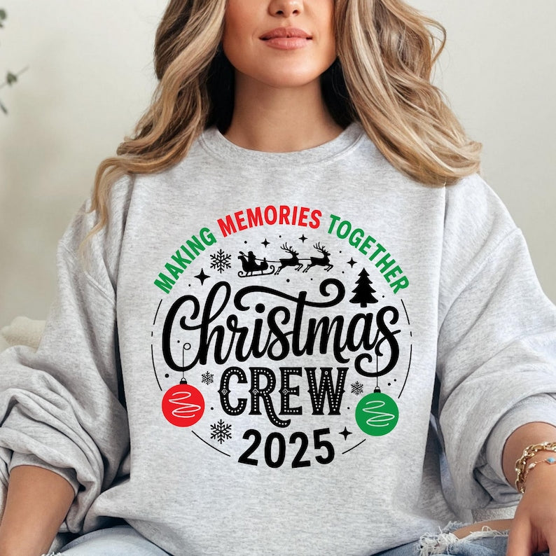 Custom Christmas Crew Sweatshirt- Matching Family Holiday Shirt, Xmas Pajamas Top, Toddler Sweater