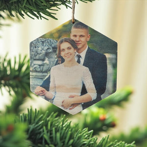 Personalized Wood Slice Photo Ornament: Rustic Christmas Keepsake