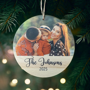 Personalized Wood Slice Photo Ornament: Rustic Christmas Keepsake