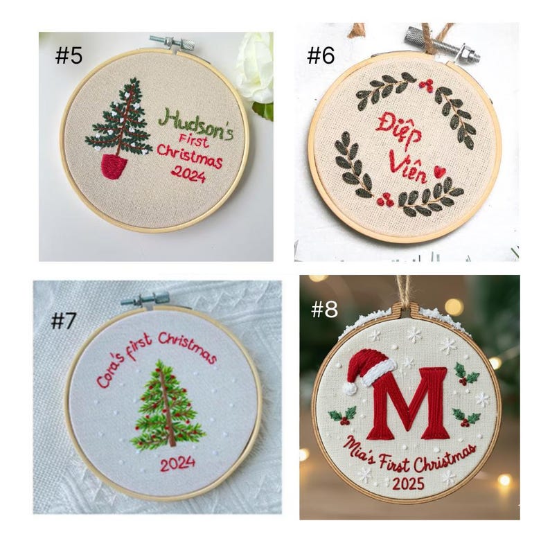 Hand Embroidered Baby's first Christmas Ornament, Custom Embroidered Hoop Ornament, Christmas Decor, Holiday Decor, Christmas Tree Decor.